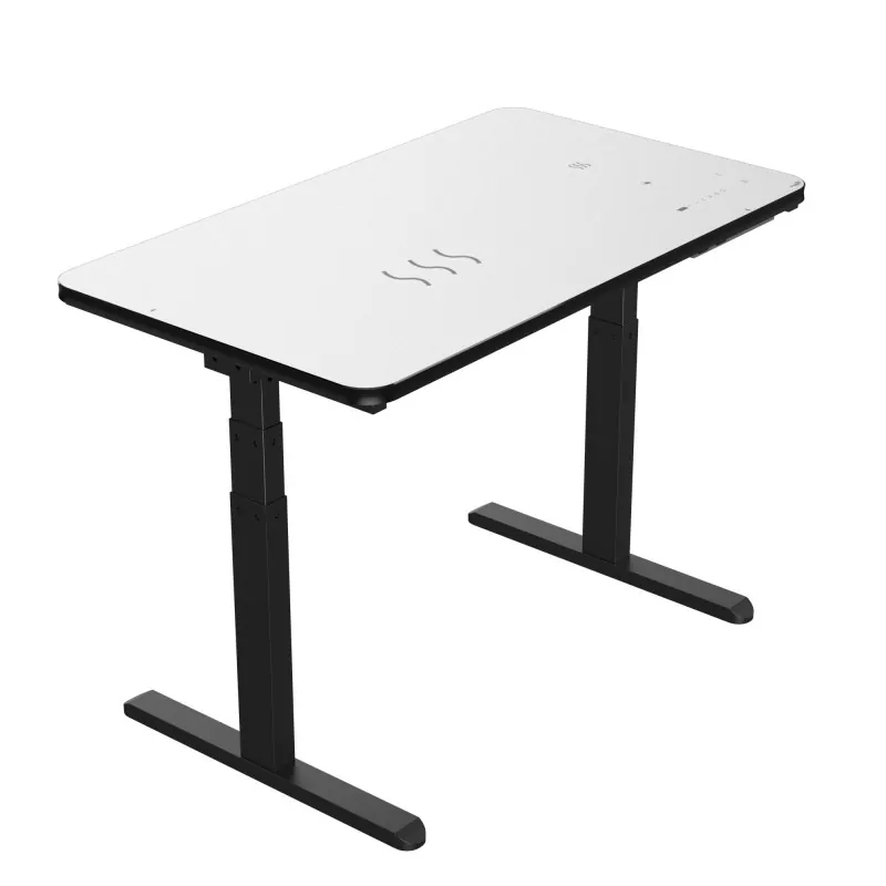 Könnte dieser schwarze Glas -Elektro -Hebeetisch das stilvolle Upgrade Ihrer Büroanforderungen sein?
